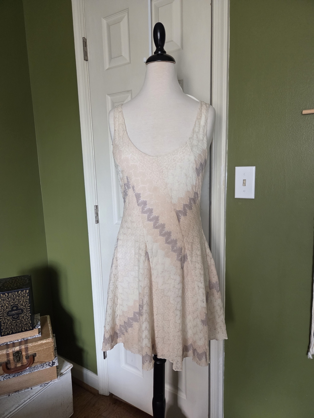 Free People Cream and Light Taupe Asymmetrical Dress